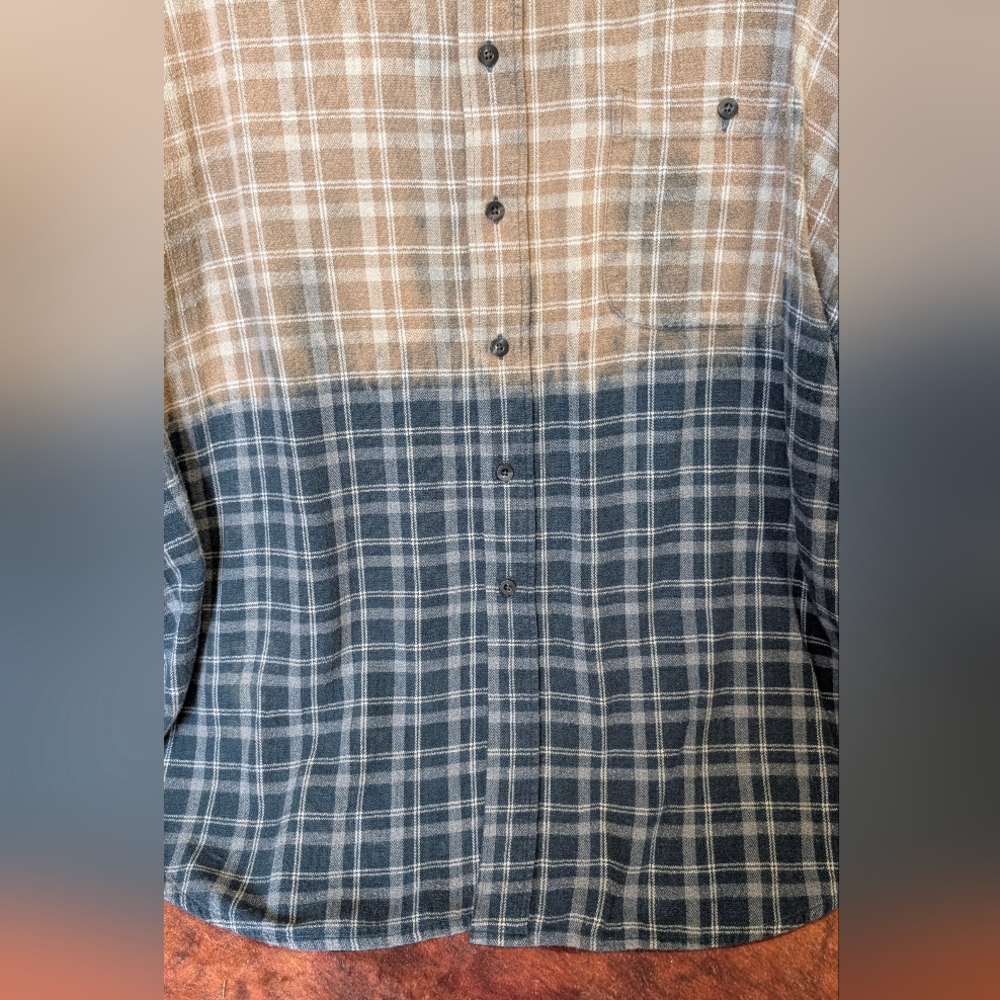 Bull Skull & Floral Design Upcycled Boho Western Dip Dye Bleach Flannel Shirt - Picture 15 of 15